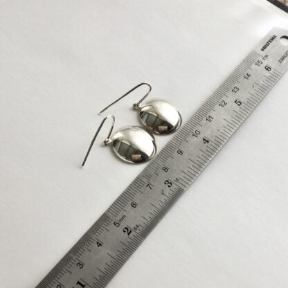 Sterling silver domed disk drop earrings