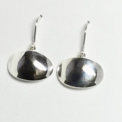 Sterling silver domed oval drop earrings