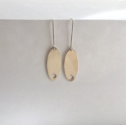Sterling silver pierced oval drop earrings