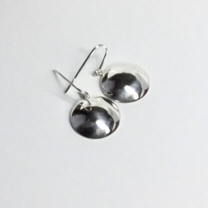 Sterling silver domed disk drop earrings