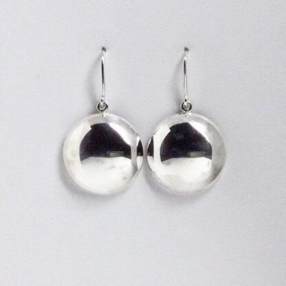 Sterling silver domed disk drop earrings