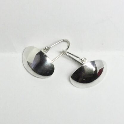 Sterling silver domed oval drop earrings