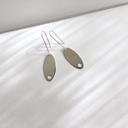 Sterling silver pierced oval drop earrings