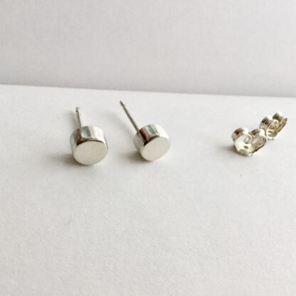 Sterling silver button stud earrings