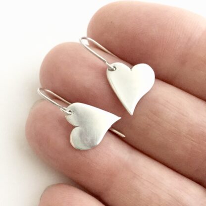 Sterling silver heart shaped drop earrings
