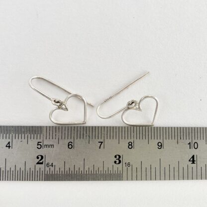 Sterling silver heart shaped wire drop earrings