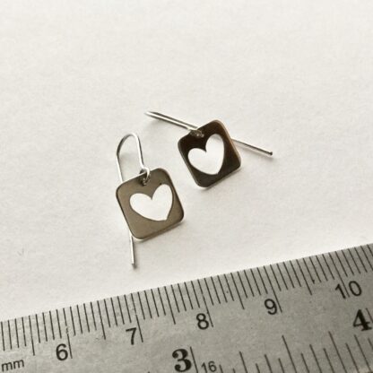 Sterling silver heart drop earrings