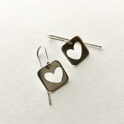 Sterling silver heart drop earrings