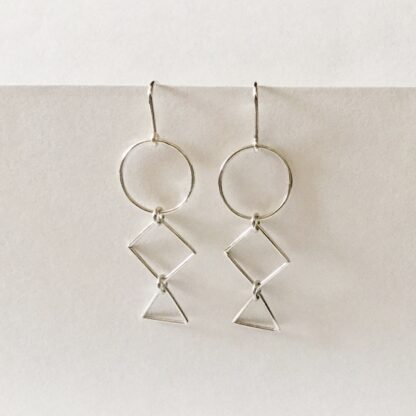 Sterling silver geometric wire drop earrings