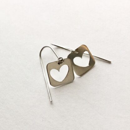 Sterling silver heart drop earrings