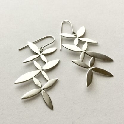 Flower spray sterling silver drop earrings