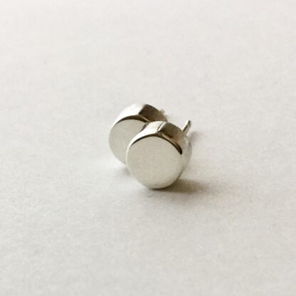 Sterling silver button stud earrings
