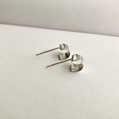 Sterling silver small wide hoop earrings