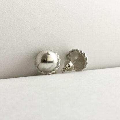 Sterling silver domed twisted wire border stud earrings