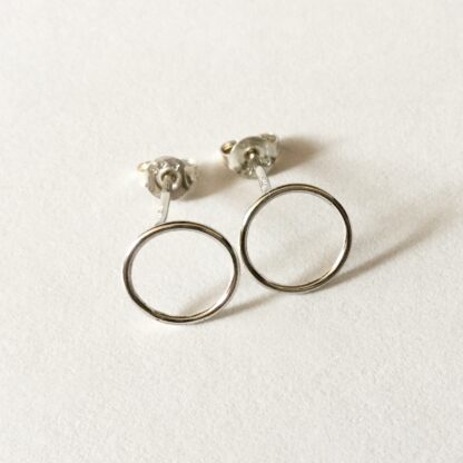 Sterling silver circular stud earrings