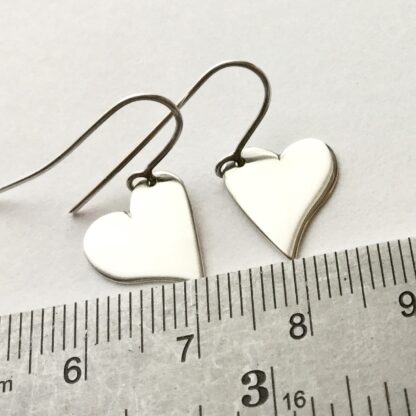Sterling silver heart shaped drop earrings
