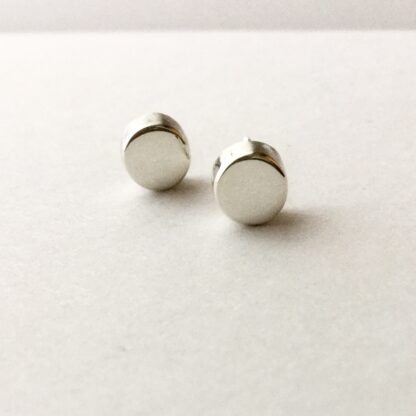 Sterling silver button stud earrings