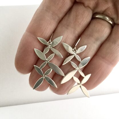 Flower spray sterling silver drop earrings