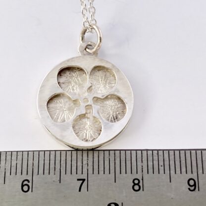 Sterling silver flower pierced charm pendant & chain
