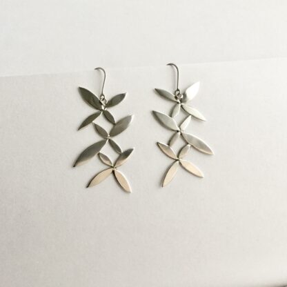 Flower spray sterling silver drop earrings