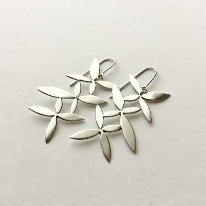 Flower spray sterling silver drop earrings