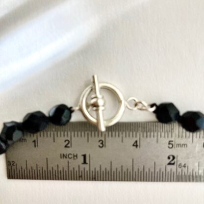 French jet vintage necklace with handcrafted silver toggle clasp