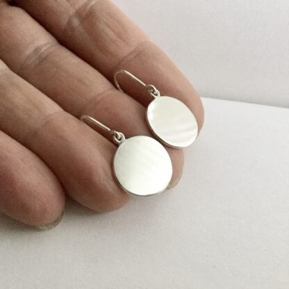 Sterling silver disk drop earrings