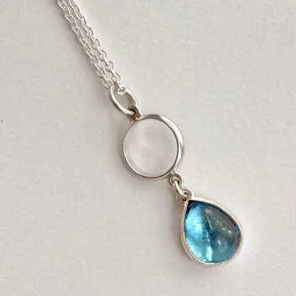 Silver and tear drop topaz necklace