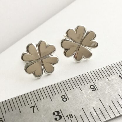 Sterling silver four leaf clover stud earrings