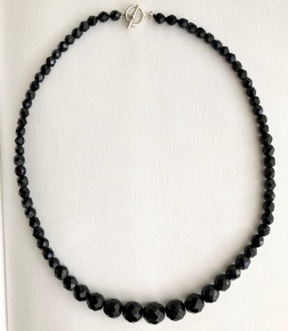 French jet vintage necklace with handcrafted silver toggle clasp