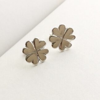 Sterling silver four leaf clover stud earrings