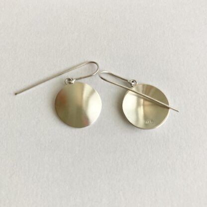 Sterling silver domed disk drop earrings